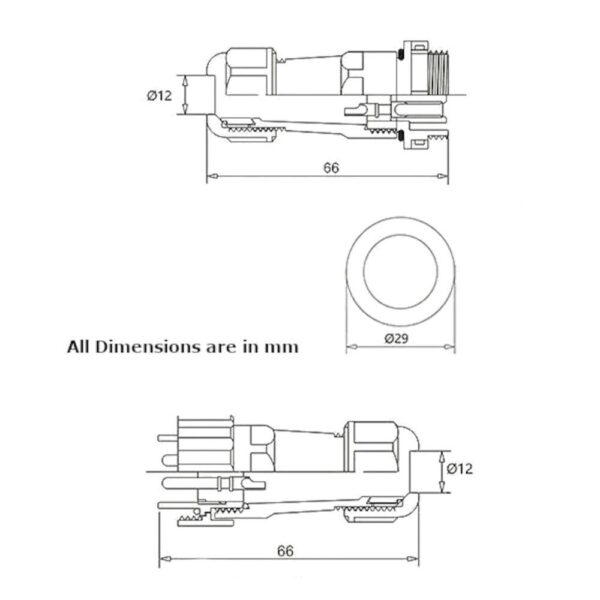 SD20 3 Pin 25a IP68 Waterproof Cable Mount Aviation Connector Male Plug+Female Socket - Image 2