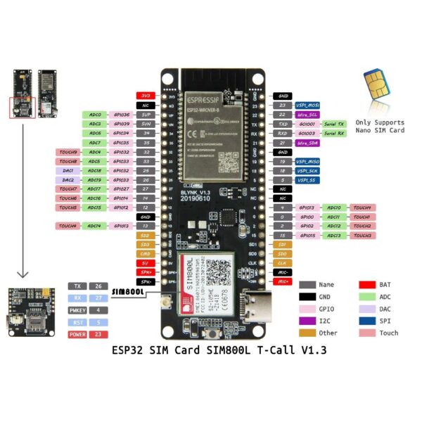 TTGO T-Call ESP32 Wrover-E Wireless Module SIM Antenna SIM Card SIM800H GSM/GPRS Antenna for arduino - Image 5