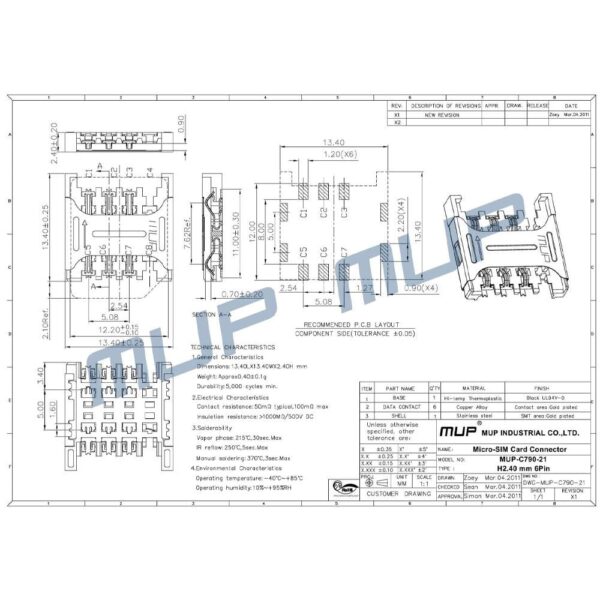 Simcard Holder C790 6Pin - Image 3