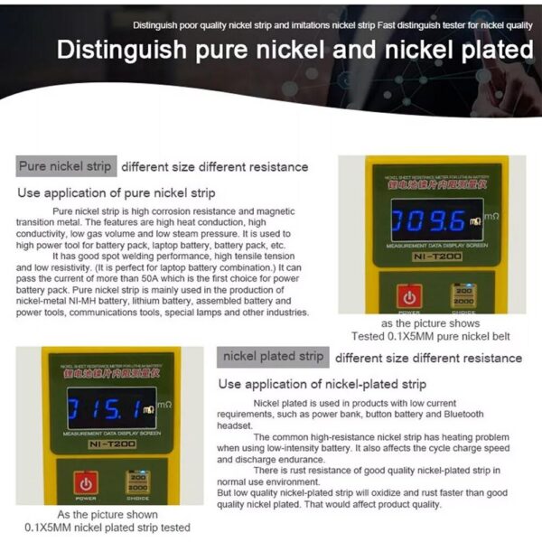 Sunnko T200 Nickel Chip Internal Resistance Tester Resistance Milliohmmeter - Image 6