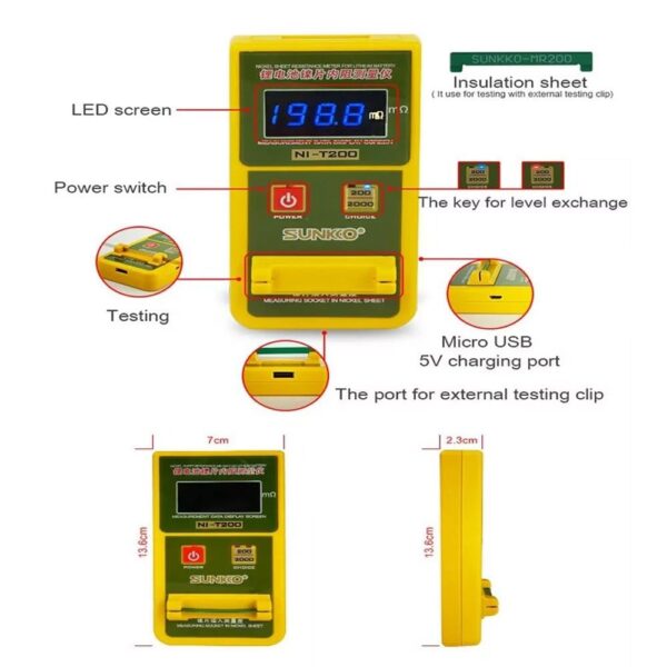 Sunnko T200 Nickel Chip Internal Resistance Tester Resistance Milliohmmeter - Image 7