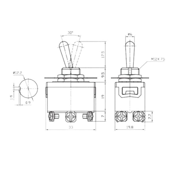 Toggle Switch 15A 250V DPDT ON-OFF E-TEN1321 Industrial Grade - Image 2