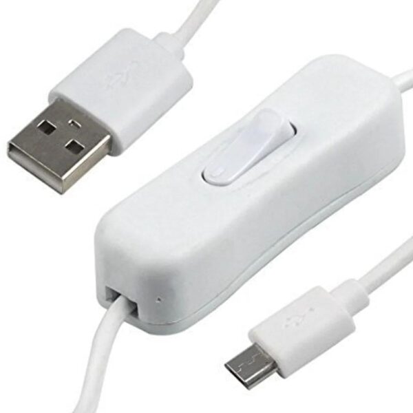 USB to Micro USB Cable 1.5 Meters White With ON/OFF Switch Power Control For Raspberry Pi