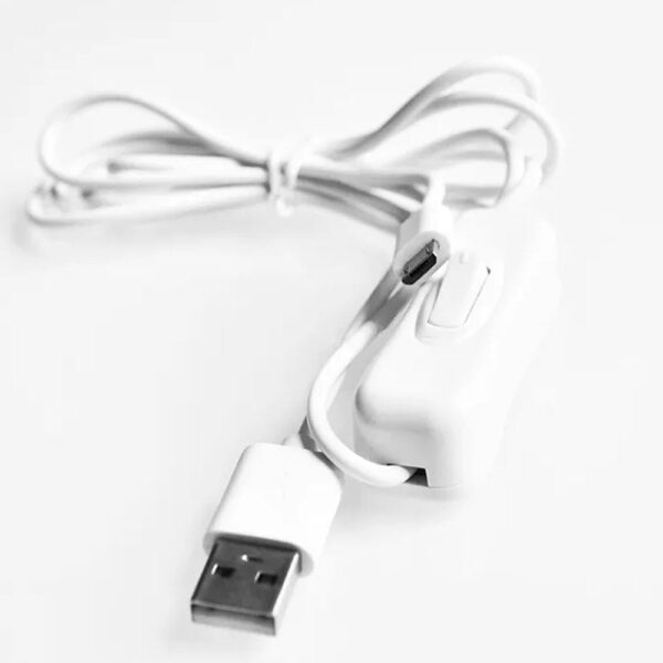 USB to Micro USB Cable 1.5 Meters White With ON/OFF Switch Power Control For Raspberry Pi - Image 3