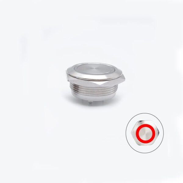 Ultra-Short Flat Head 16MM Red 3-6V Waterproof Momentary Non-Latching Ultra-Thin Touch Metal Push Button with Led Light