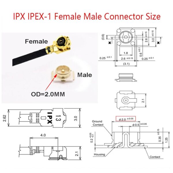 100CM RP-SMA Male to IPEX1 Female Connector Cable Thread 13mm RG1.13 - Image 2