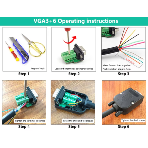 VGA DB15 Male PCB Board with cover - Image 5