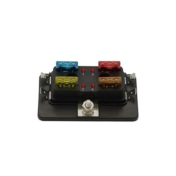 Waterproof 4 Way 12V 24V Blade Fuse Box Holder with LED Indicator for auto car boat. - Image 4
