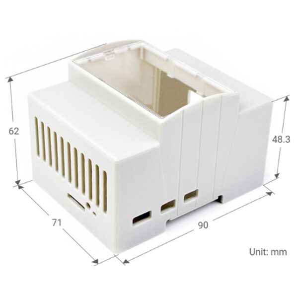 Waveshare DIN rail ABS Case for Raspberry Pi 5, large inner space, injection moduling - Image 2