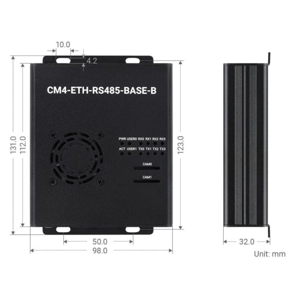 Waveshare Dual ETH Mini-Computer For Raspberry Pi Compute Module 4 (Without Power Adapter) - Image 2