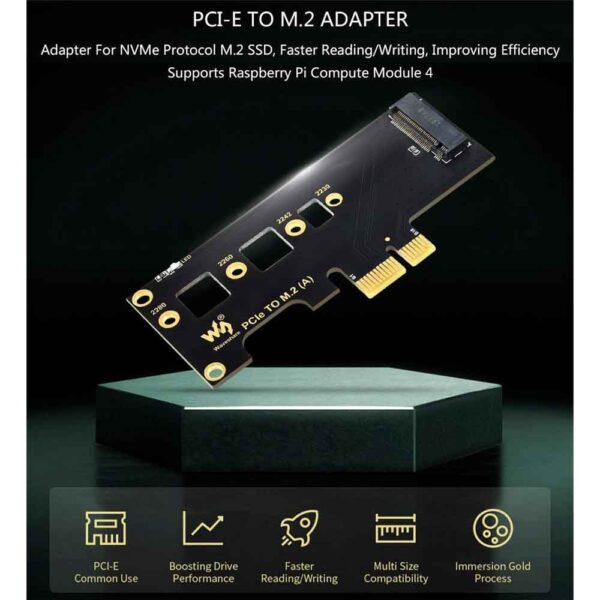 Waveshare PCIe TO M.2 Adapter, Supports Raspberry Pi Compute Module 4 - Image 2