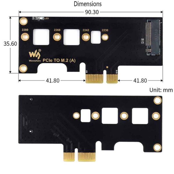 Waveshare PCIe TO M.2 Adapter, Supports Raspberry Pi Compute Module 4 - Image 6