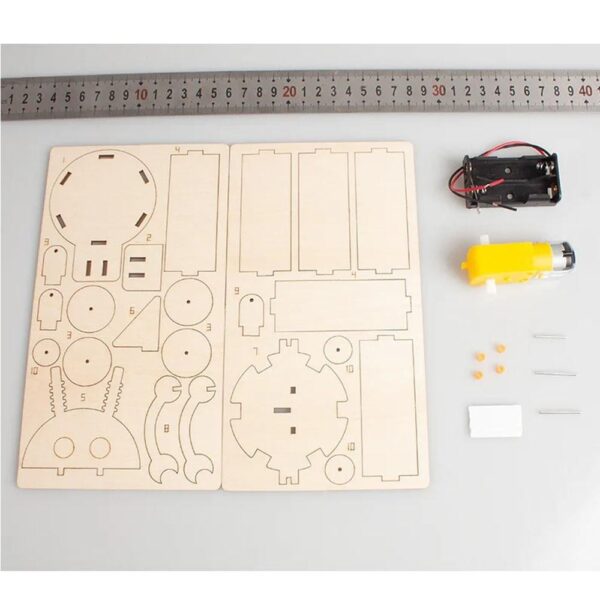 Wooden Barrel Robot Assembly Model Children’s Scientific Experiment Equipment Set Diy Kit Of MDF - Image 3
