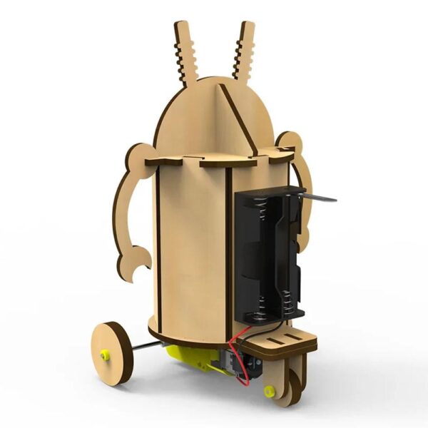 Wooden Barrel Robot Assembly Model Children’s Scientific Experiment Equipment Set Diy Kit Of MDF - Image 5