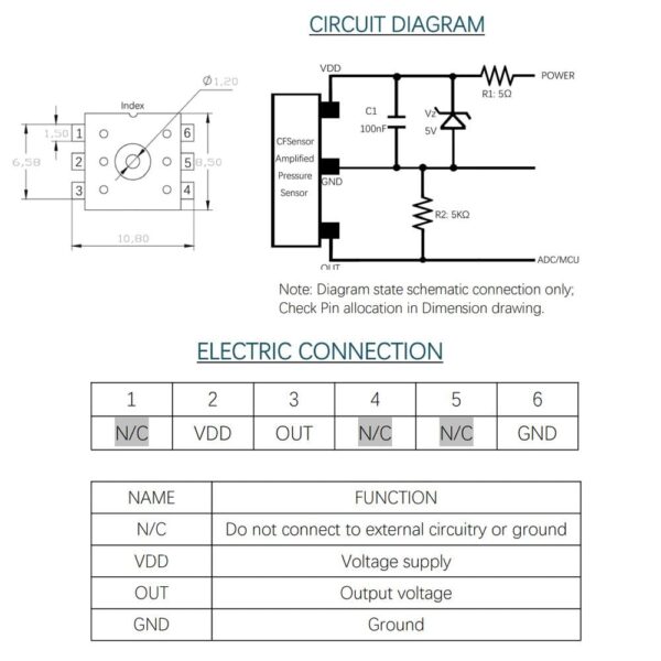 XGZP6857A 0 to 20 KPa Analog Output 5V – CF SENSOR ORIGINAL - Image 2