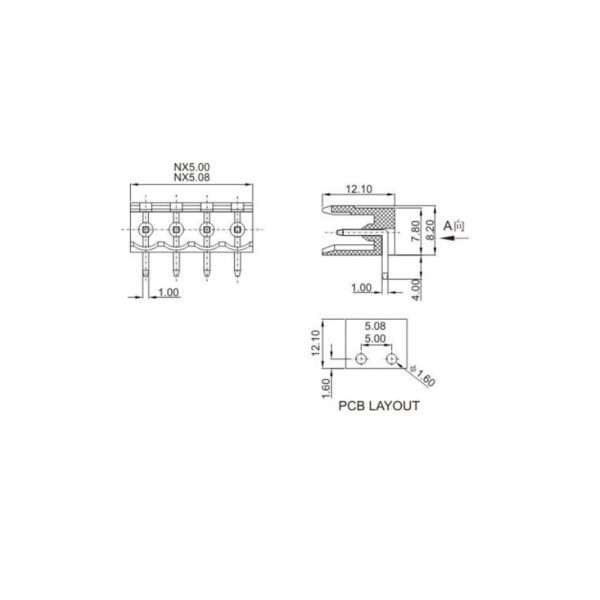 XY2500 9 Pin 5.08mm Pitch Close Type Male Right Angle + Female Right Angle Pluggable Terminal - Image 2