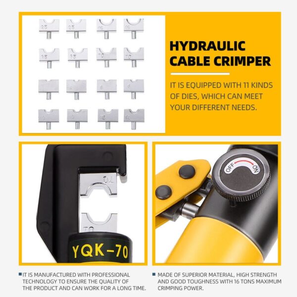 YQK-70 Hydraulic Crimping Tool Cable Lug Crimper Plier Hydraulic Compression Tool 4-70mm - Image 3