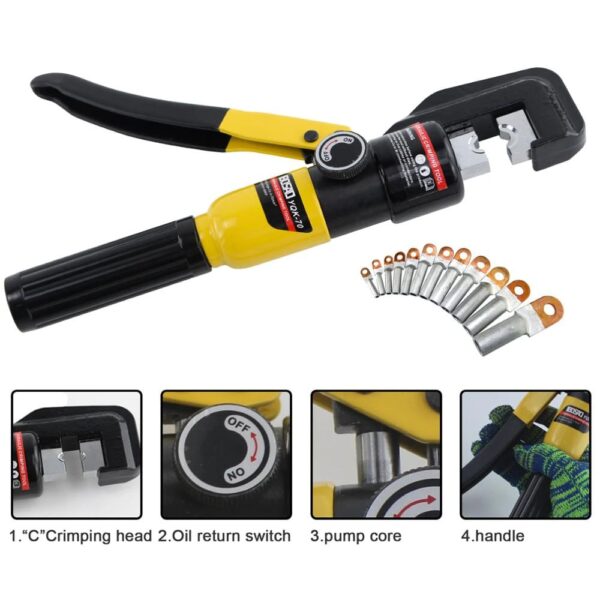 YQK-70 Hydraulic Crimping Tool Cable Lug Crimper Plier Hydraulic Compression Tool 4-70mm - Image 5