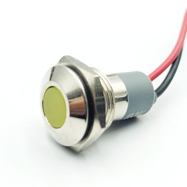 10mm 220v Yellow LED Light Flat Metal Indicator