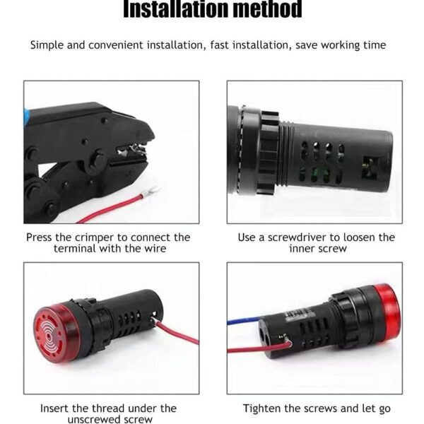 Yellow AC/DC12V 16mm AD16-16SM LED Signal Indicator Built-in Buzzer - Image 2