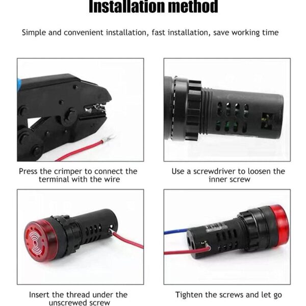 Yellow AC/DC 220V 22mm AD16-22SM LED Signal Indicator Built-in Buzzer - Image 2
