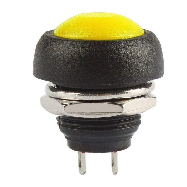 Yellow Waterproof PBS- 33B 12MM 2PIN Self-Reset Mini Round Push Button