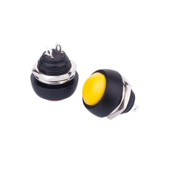 Yellow Waterproof PBS- 33B 12MM 2PIN Self-Reset Mini Round Push Button - Image 3