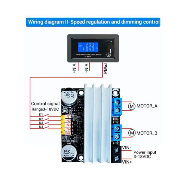 ZK-BM1 10A Dual DC Motor Drive Dodule Forward and Reverse PWM Speed Regulation Dimming 3-18v low Voltage High Current - Image 6