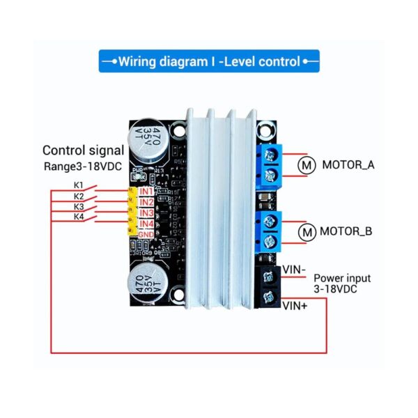 ZK-BM1 10A Dual DC Motor Drive Dodule Forward and Reverse PWM Speed Regulation Dimming 3-18v low Voltage High Current - Image 5