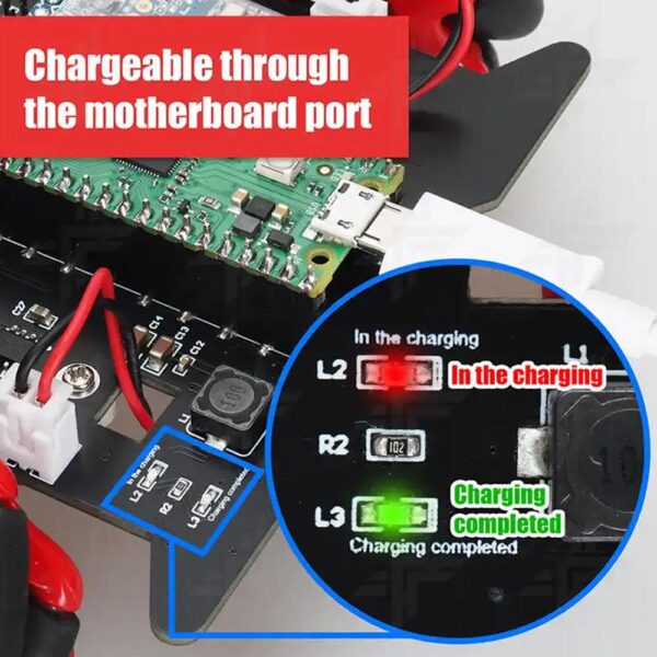 4WD Pico Based Mini Smart Obstacle Avoidance RBG Robot Kit Car with Programming Code - Image 2