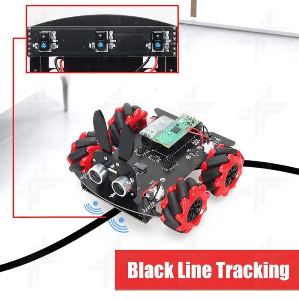 4WD Pico Based Mini Smart Obstacle Avoidance RBG Robot Kit Car with Programming Code - Image 3