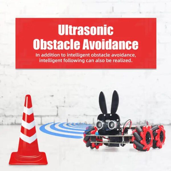4WD Pico Based Mini Smart Obstacle Avoidance RBG Robot Kit Car with Programming Code - Image 4