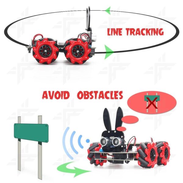 4WD Pico Based Mini Smart Obstacle Avoidance RBG Robot Kit Car with Programming Code - Image 6