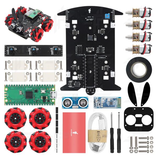 4WD Pico Based Mini Smart Obstacle Avoidance RBG Robot Kit Car with Programming Code - Image 10