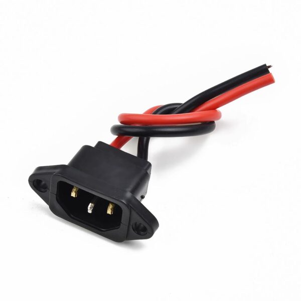 3 Pin Male Panel Mount C13 Plug Socket Adapter 250V DC/AC 10A Power Terminal with Spring Cover Black & 10 AWG wire