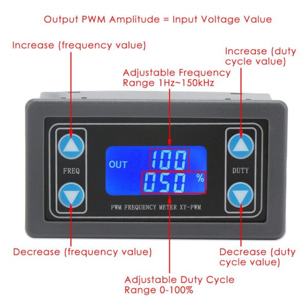 XY-PWM DC 3.3-30V 1Hz-150kHz Digital Display Pulse PWM Signal Generator with Case - Image 2