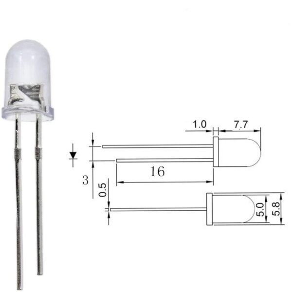 5MM Red On-Off Led ( Pack of 5) - Image 2