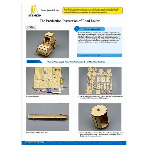 Make-Your-Own Electric Road Roller Toy Model DIY Kit Of MDF - Image 6