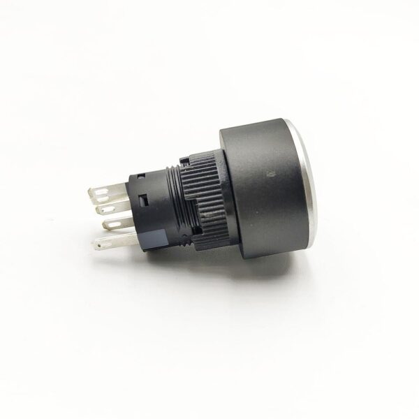22mm 12-24V 5 Pins White Colour Flat Head Plastic Latching Switch. - Image 2