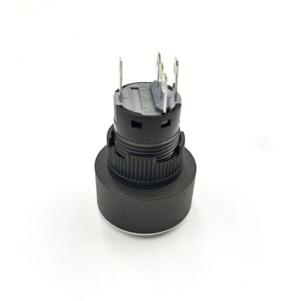 22mm 12-24V 5 Pins White Colour Flat Head Plastic Latching Switch. - Image 4